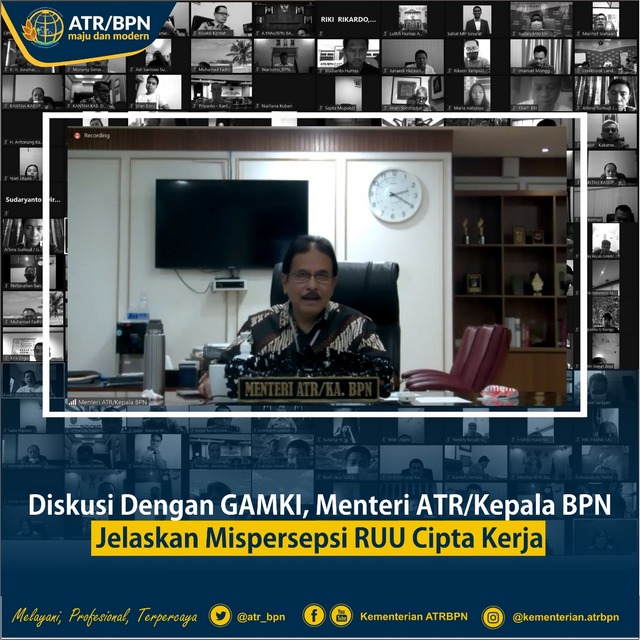 Diskusi Dengan GAMKI, Menteri ATR/Kepala BPN Jelaskan Mispersepsi RUU Cipta Kerja