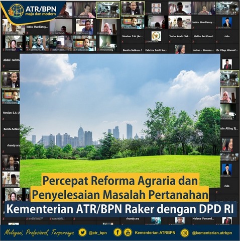 Percepat Reforma Agraria dan Penyelesaian Masalah Pertanahan, Kementerian ATR/BPN Raker dengan DPD RI