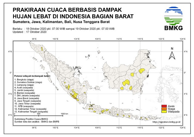 Waspadai Dampak Hujan Lebat di Tiga Provinsi Ini