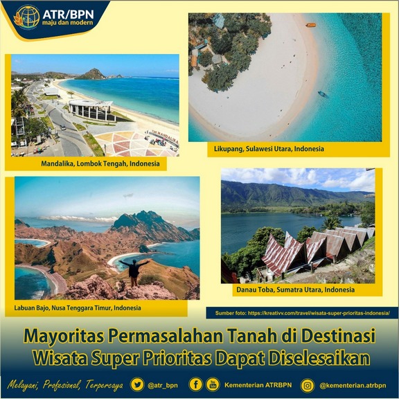 Mayoritas Permasalahan Tanah di Destinasi Wisata Super Prioritas Dapat Diselesaikan