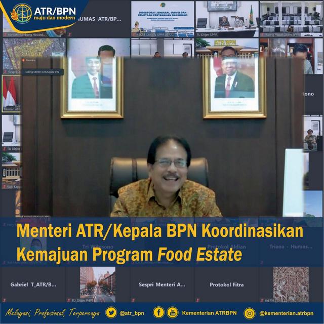 Menteri ATR/Kepala BPN Koordinasikan Kemajuan Program Food Estate