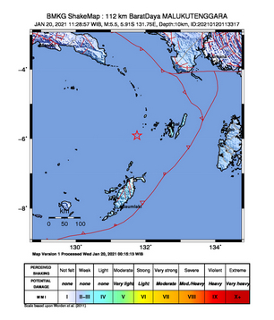 Gempa M5,5 Guncang Maluku Tenggara, Tidak Berpotensi Tsunami