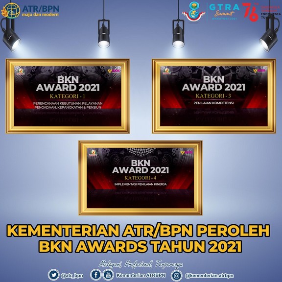 Kementerian ATR/BPN Peroleh BKN Awards Tahun 2021