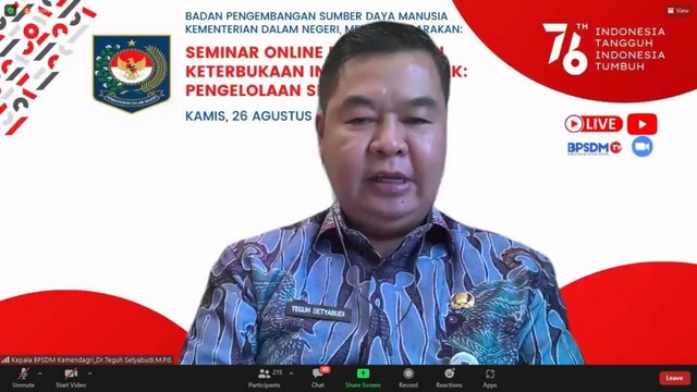 Gelar Seminar Daring, BPSDM Kemendagri Dorong Aparatur yang Andal Kelola Keterbukaan Informasi Publik