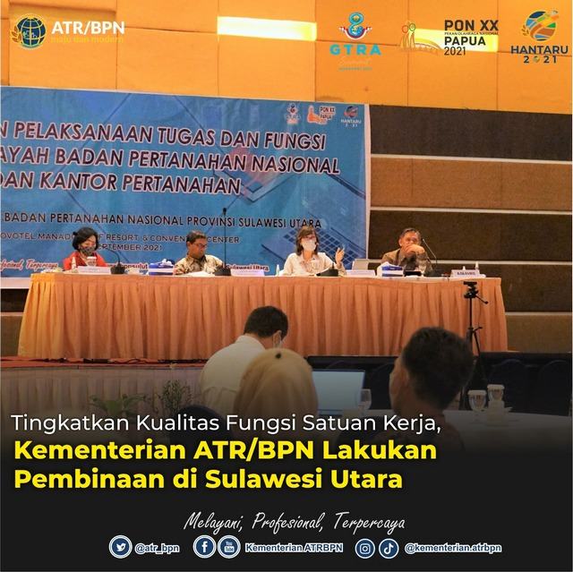 Tingkatkan Kualitas Fungsi Satuan Kerja, Kementerian ATR/BPN Lakukan Pembinaan di Sulawesi Utara