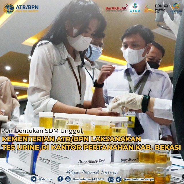 Pembentukan SDM Unggul, Kementerian ATR/BPN Laksanakan Tes Urine di Kantor Pertanahan Kab. Bekasi