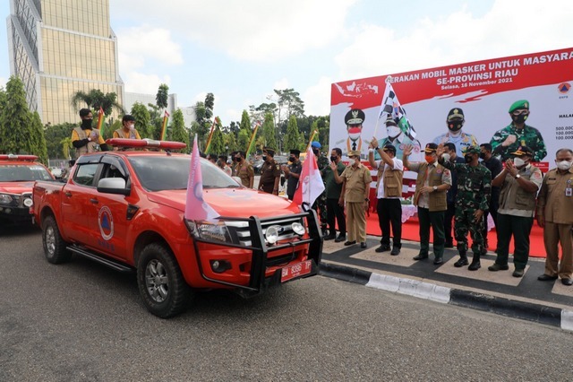 Ingatkan Kembali Disiplin Protokol Kesehatan, BNPB Luncurkan Gerakan Mobil Masker Untuk Masyarakat Riau