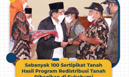 Sebanyak 100 Sertipikat Tanah Hasil Program Redistribusi Tanah Dibagikan di Sukabumi