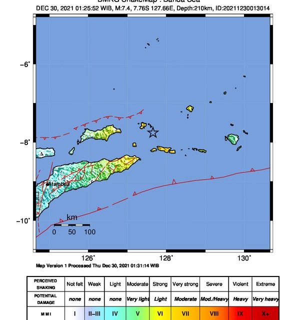 Guncangan Kuat Gempa M7,4 DIrasakan Warga Wilayah Maluku Barat Daya