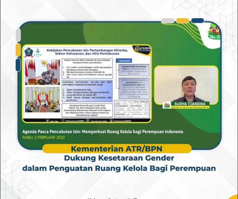 Kementerian ATR/BPN Dukung Kesetaraan Gender dalam Penguatan Ruang Kelola Bagi Perempuan