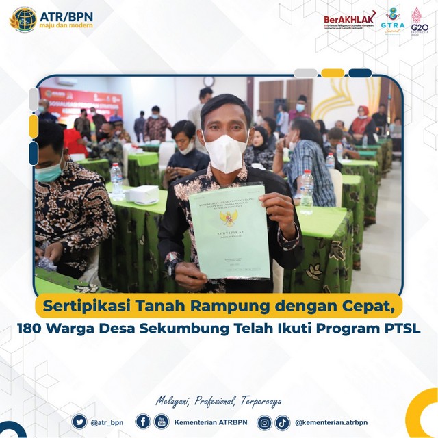 Sertipikasi Tanah Rampung dengan Cepat, 180 Warga Desa Sekumbung Telah Ikuti Program PTSL