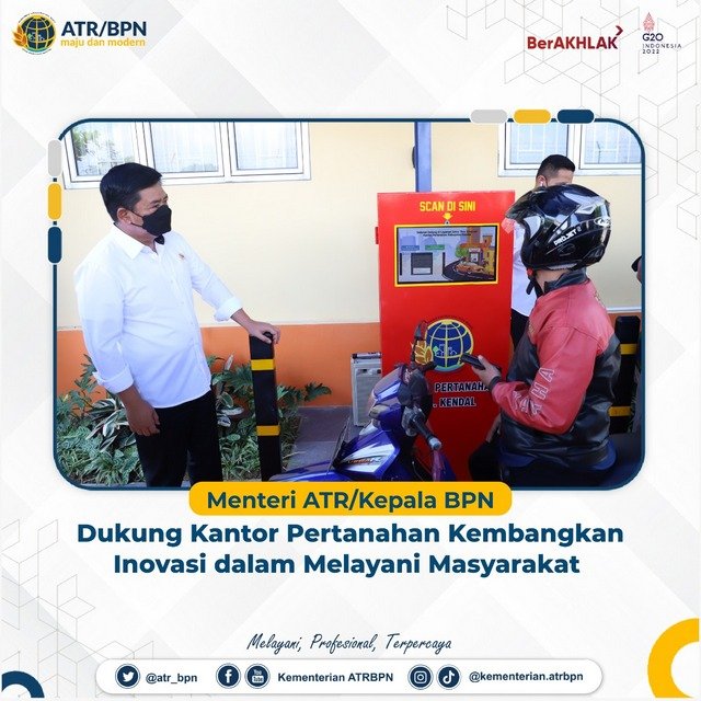 Menteri ATR/Kepala BPN Dukung Kantor Pertanahan Kembangkan Inovasi dalam Melayani Masyarakat