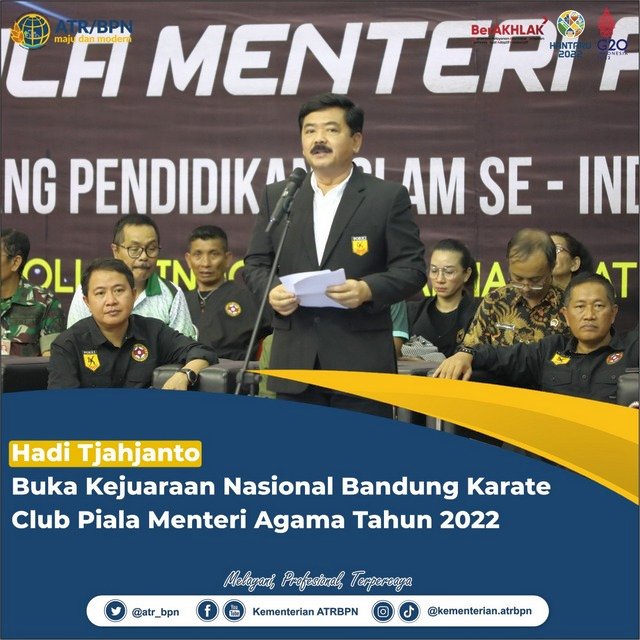 Hadi Tjahjanto Buka Kejuaraan Nasional Bandung Karate Club Piala Menteri Agama Tahun 2022