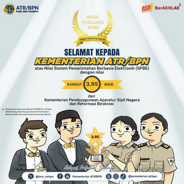 Kementerian ATR/BPN mendapatkan Predikat Instansi Pemerintah berpredikat Sangat Baik