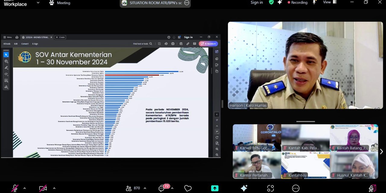 Evaluasi Strakom dan Sosialisasi Penggunaan Portal Resmi bagi Kanwil dan Kantah, Karo Humas Tekankan Jajaran Isi Ruang Maya dengan Narasi Positif